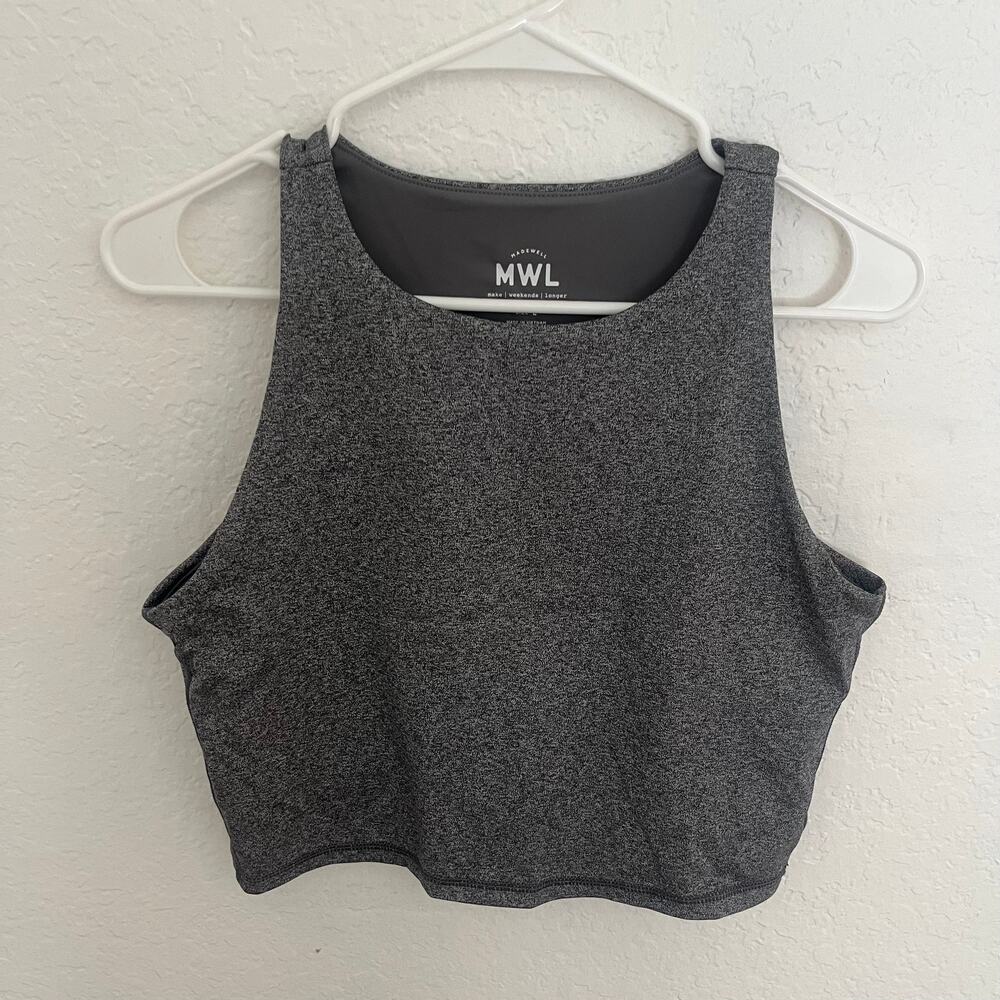 Madewell MWL Form Racerback Crop Tank Sports Bra Charcoal Gray Size L